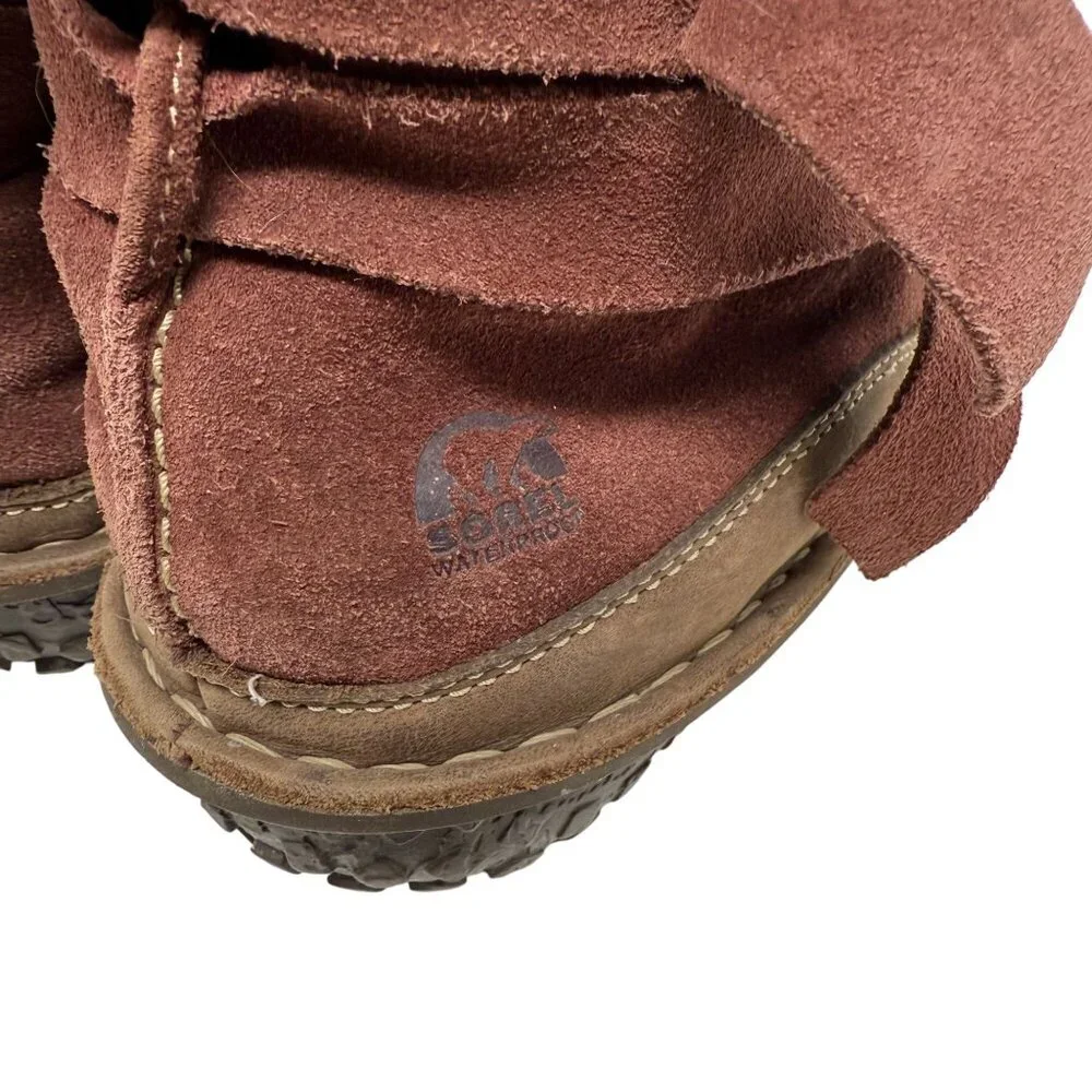 Sorel Tootega Rust Womens Suede Winter Boots Size 7 Thinsulate Waterproof Furry
